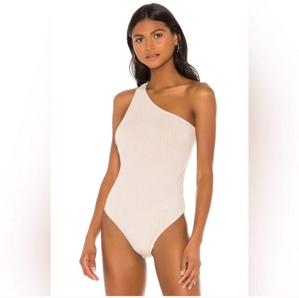 NWT Free People One Time Bodysuit Tan One Shoulder Size Large